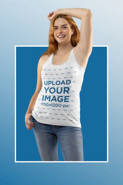 Bella Canvas Tank Top Mockup of a Happy Woman Posing at a Studio