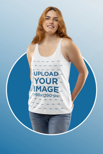 Mockup of a Long-Haired Woman Wearing a Bella Canvas Tank Top
