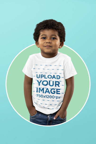Mockup of a Little Boy Wearing a Bella Canvas Round-Neck Tee M14953