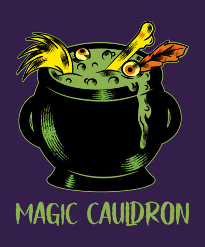 Halloween T-Shirt Design Maker Featuring a Creepy Witch's Cauldron