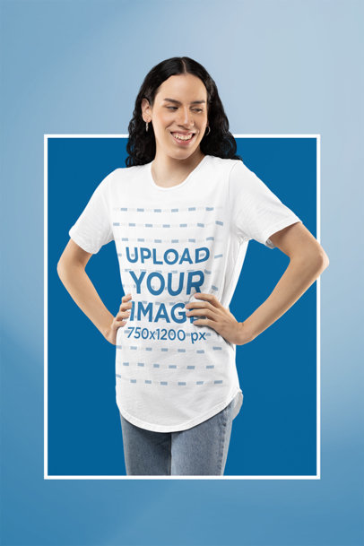 Mockup of a Woman Wearing an Oversized Tee with an Gradient Backdrop m14704