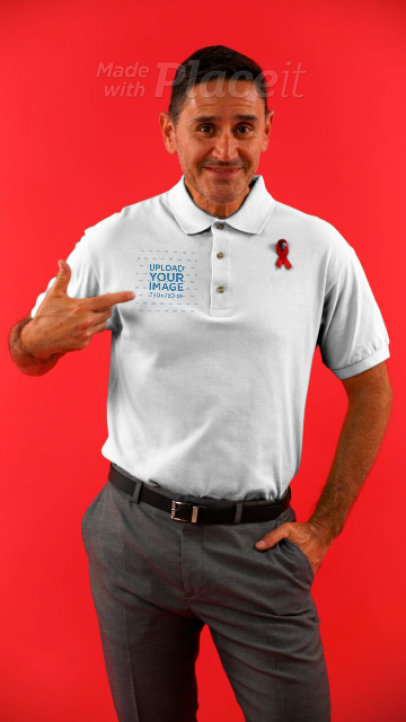 Polo Shirt Video of a Man Showing His Support to the Fight Against AIDS 4166v