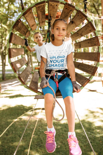T-Shirt Mockup Featuring a Girl at an Adventure Park m14021-r-el2