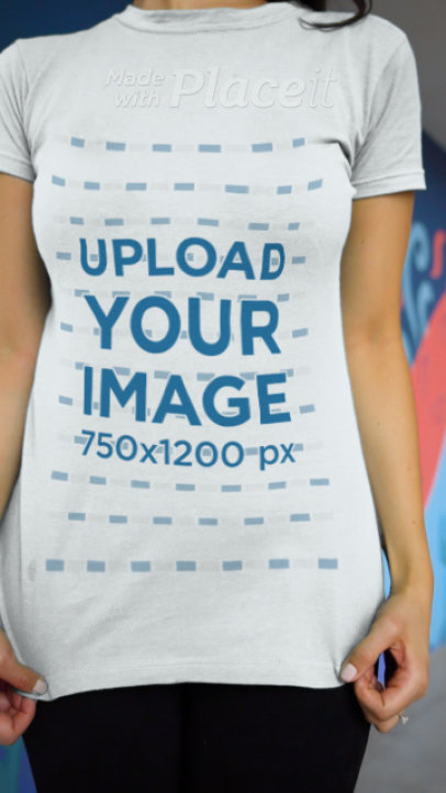 Crew Neck T-Shirt Video Featuring a Young Woman Leaning on a Wall 