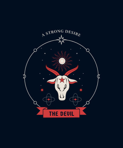 T-Shirt Design Template Featuring the Tarot Card of the Devil