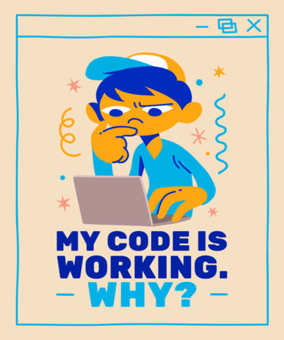 T-Shirt Design Template Featuring Coding Puns and Illustrations