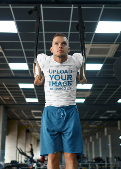Sublimated Long Sleeve Tee Mockup of a Young Man Practicing Calisthenics M16712-r-el2