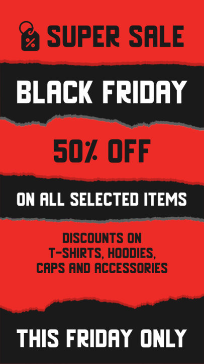 Instagram Story Design Template with Info About Black Friday Discounts