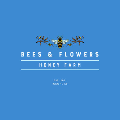 Logo Template for an Organic Honey Farm Featuring a Bee Graphic