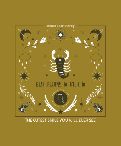 T-Shirt Design Maker Featuring an Astrology-Theme and a Quote About Scorpios