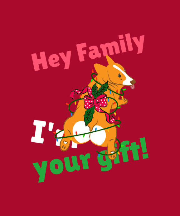 T-Shirt Design Template Featuring a Christmas Theme and a Corgi Clipart