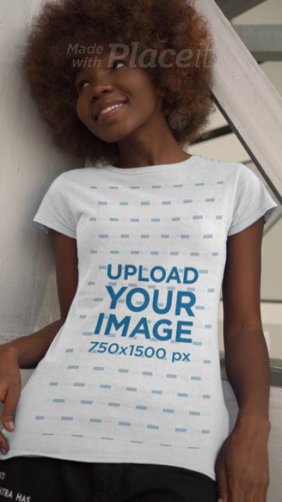 T-Shirt Video Featuring a Woman With an Afro Posing