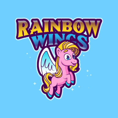 Gaming Logo Template Featuring My Little Pony-Inspired Illustrations