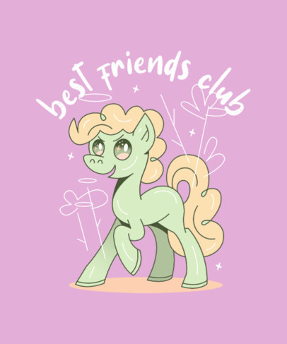 Colorful T-Shirt Design Template with a Pony Graphic 4727a