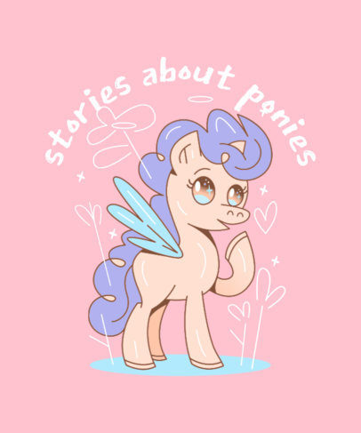 Colorful T-Shirt Design Template with a Winged Pony Illustration