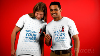 T-Shirt Video of Two Men Wearing Red Ribbons in Support of World AIDS Day