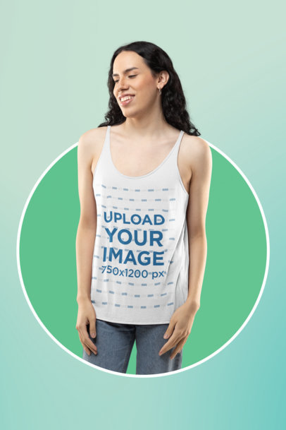 Bella Canvas Tank Top Mockup of a Happy Woman at a Studio