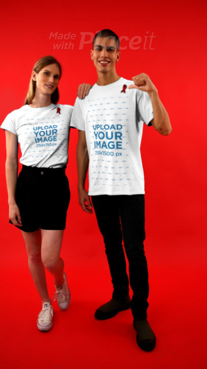 World AIDS Day-Themed T-Shirt Video Featuring a Couple in a Studio 4167v