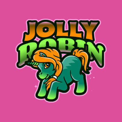 Cartoonish Logo Template Featuring a Unicorn