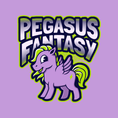 Gaming Logo Template with a Fantasy Unicorn Illustration