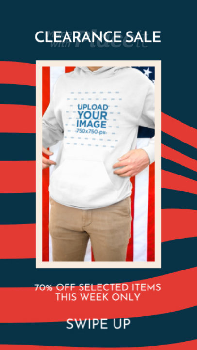 Hoodie Video to Announce a Clearance Sale Featuring a Young Man Posing 3552v