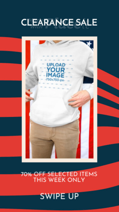 Hoodie Video to Announce a Clearance Sale Featuring a Young Man Posing 