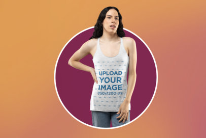 Heathered Bella Canvas Tank Top Mockup of a Woman Posing at a Studio