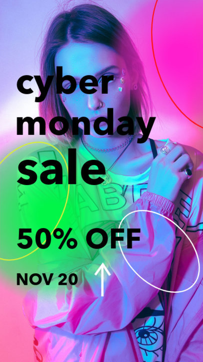 Instagram Story Template Featuring Cyber Monday Sale Ads