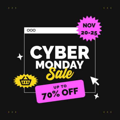 Cyber Monday-Themed Instagram Post Design Template with Computer Windows