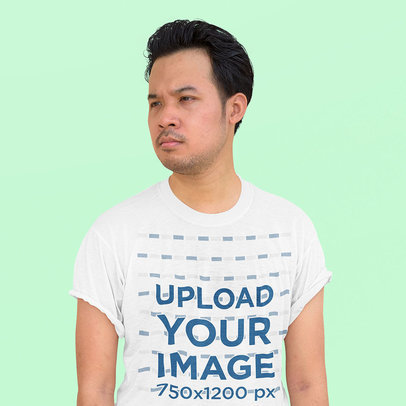 Round-Neck T-Shirt Mockup of a Man Standing with a Serious Look  m17790-r-el2