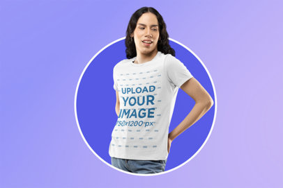 Bella Canvas T-Shirt Mockup of a Woman with a Gradient Background