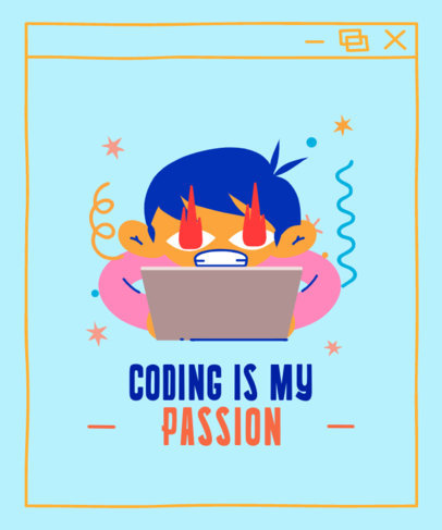 Funny Quote T-Shirt Design Template Featuring a Furious Programmer