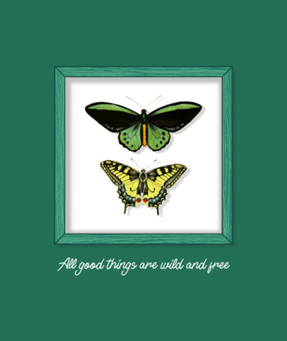 Tote Bag Design Template Featuring Cottagecore-Style Butterflies with a Quote 4548b-el1