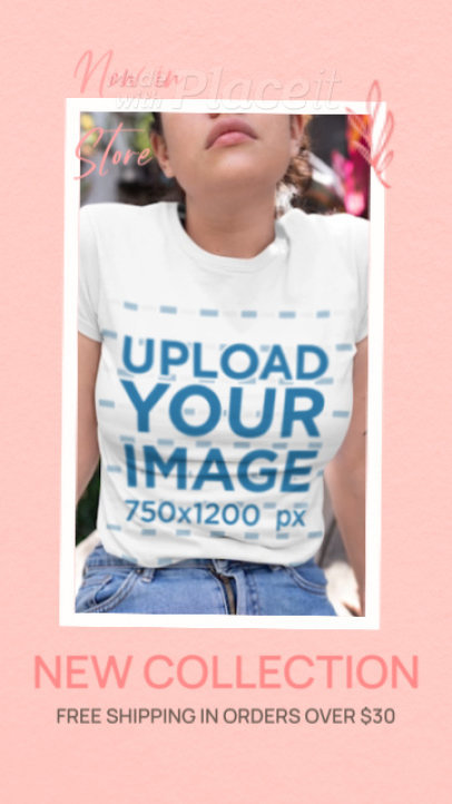 T-Shirt Video Featuring a Woman Posing in an Animated Frame