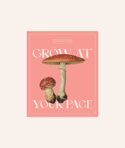 Tote Bag Design Template With a Cottagecore Theme and Mushroom Graphics