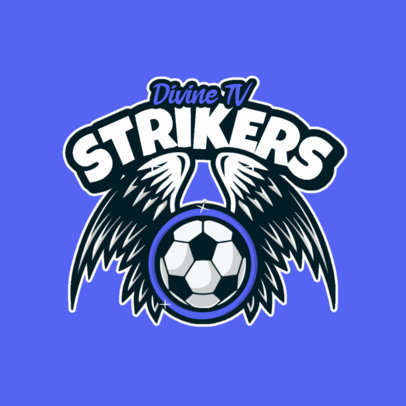 Logo Creator for a Sports Commentator Featuring a Winged Soccer Ball
