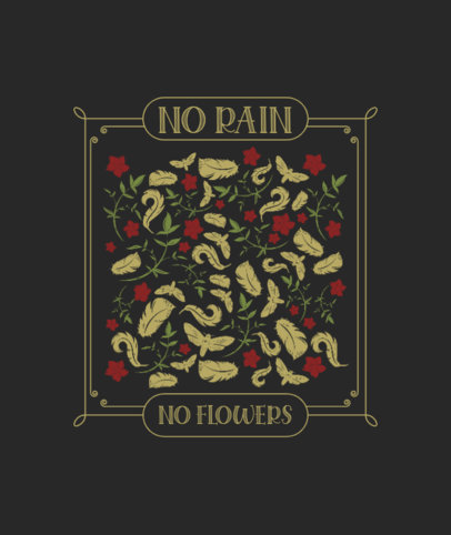 Tote Bag Design Template Featuring Illustrated Flowers and Feathers