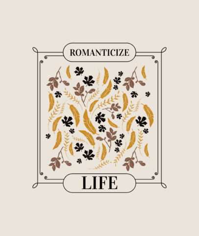 Tote Bag Design Template Featuring Illustrated Feathers and Leaves