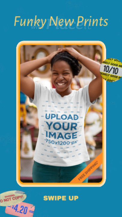 V-Neck Tee Video of a Woman Featuring Animated Text for a POD Store