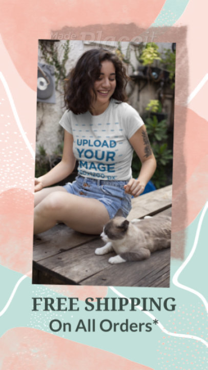 T-Shirt Video for Clothing Deals Featuring a Woman and Her Cat 