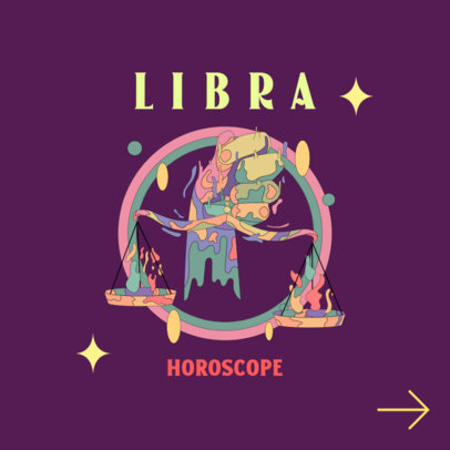 Illustrated Instagram Post Template for a Carousel Featuring a Libra Horoscope