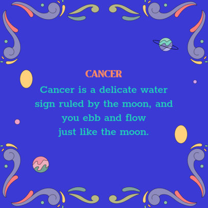 Instagram Post Creator for an Astrology Carousel Featuring Info About Cancer Zodiac Sign