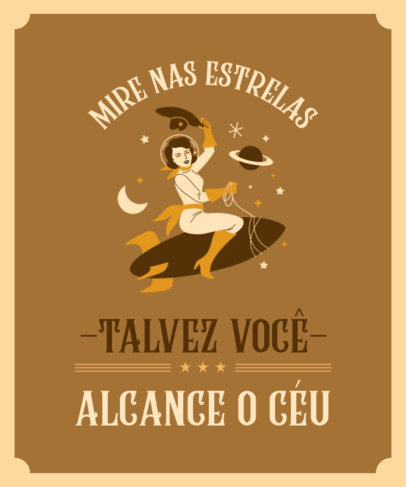 T-Shirt Design Maker With an Illustration of a Cowgirl on a Spaceship