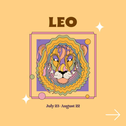 Astrology-Themed Instagram Post Generator for a Carousel Featuring a Colorful Lion Illustration