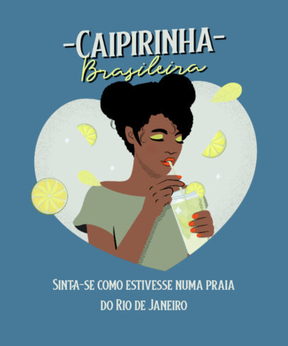 T-Shirt Design Template Featuring a Brazilian Cocktail