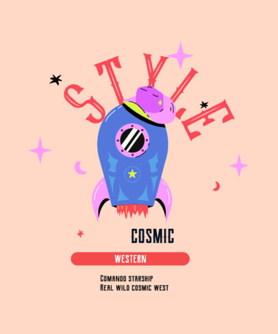 T-Shirt Design Creator Featuring a Western-Style Spaceship