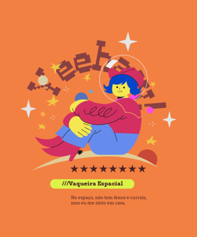 Cosmic-Western-Themed T-Shirt Design Template Featuring a Cowgirl