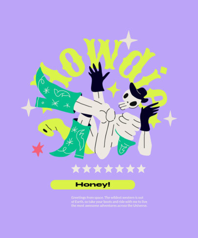 Illustrated T-Shirt Design Maker with a Cosmic-Western Theme