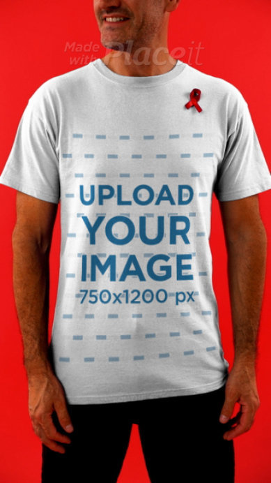 T-Shirt Video of a Happy Man Showing His Support on World AIDS Day