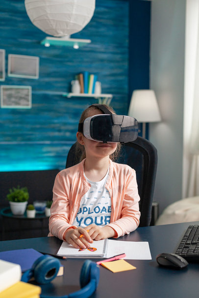 T-Shirt Mockup of a Young Girl Taking Class Via Virtual Reality m17102-r-el2